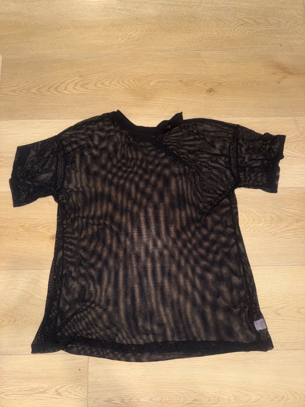 Fashion Nova Black Mesh Swim Coverup Top